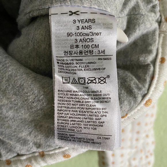 Gap Ivory & Gold Polka Dot Girls Quilted Coat Jacket Kids Spring | Size 3T - Picture 8 of 8